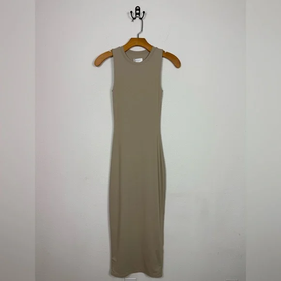 MESHKI Jill Sleeveless Tank Midi Dress Taupe XXS NWT - Picture 3 of 8